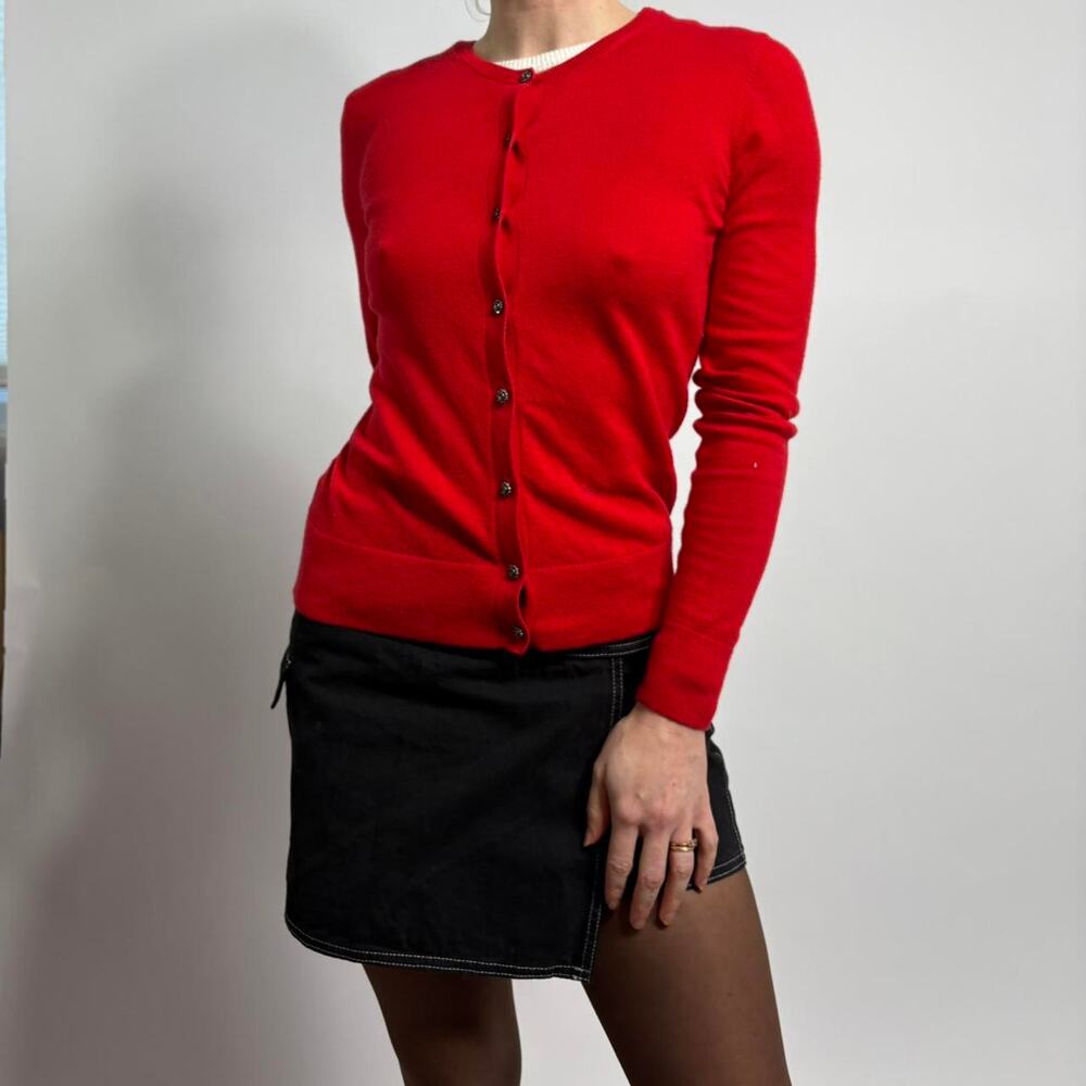 Banana Republic Red Crewneck Cardigan - Size Small